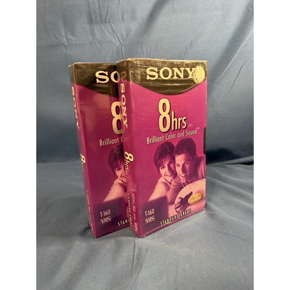 Lot Of 2 Blank Sony T-160 Standard Grade VHS Video Tapes‎ 8 Hour SEALED